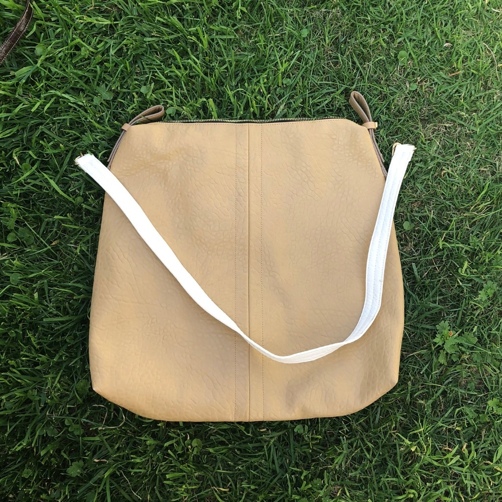 FRENCH CONNECTION White and Tan Large Purse